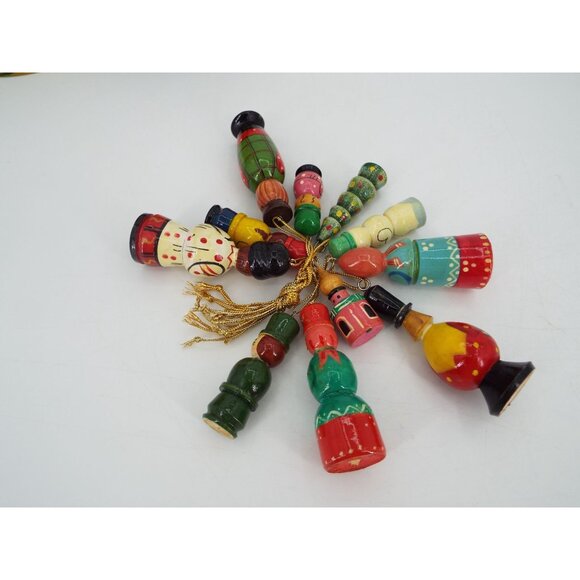 Original Russian Handcrafted Wood 10" Nesting Doll with 11 Ornaments - Picture 6 of 16